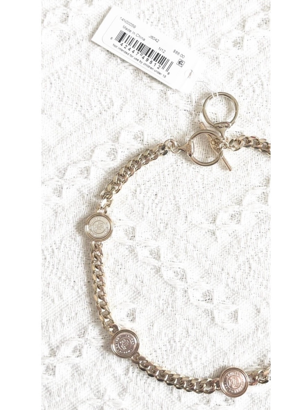 NWT Ralph Lauren Gold & Silver Tone Chain Necklace with Round Logo Medallions